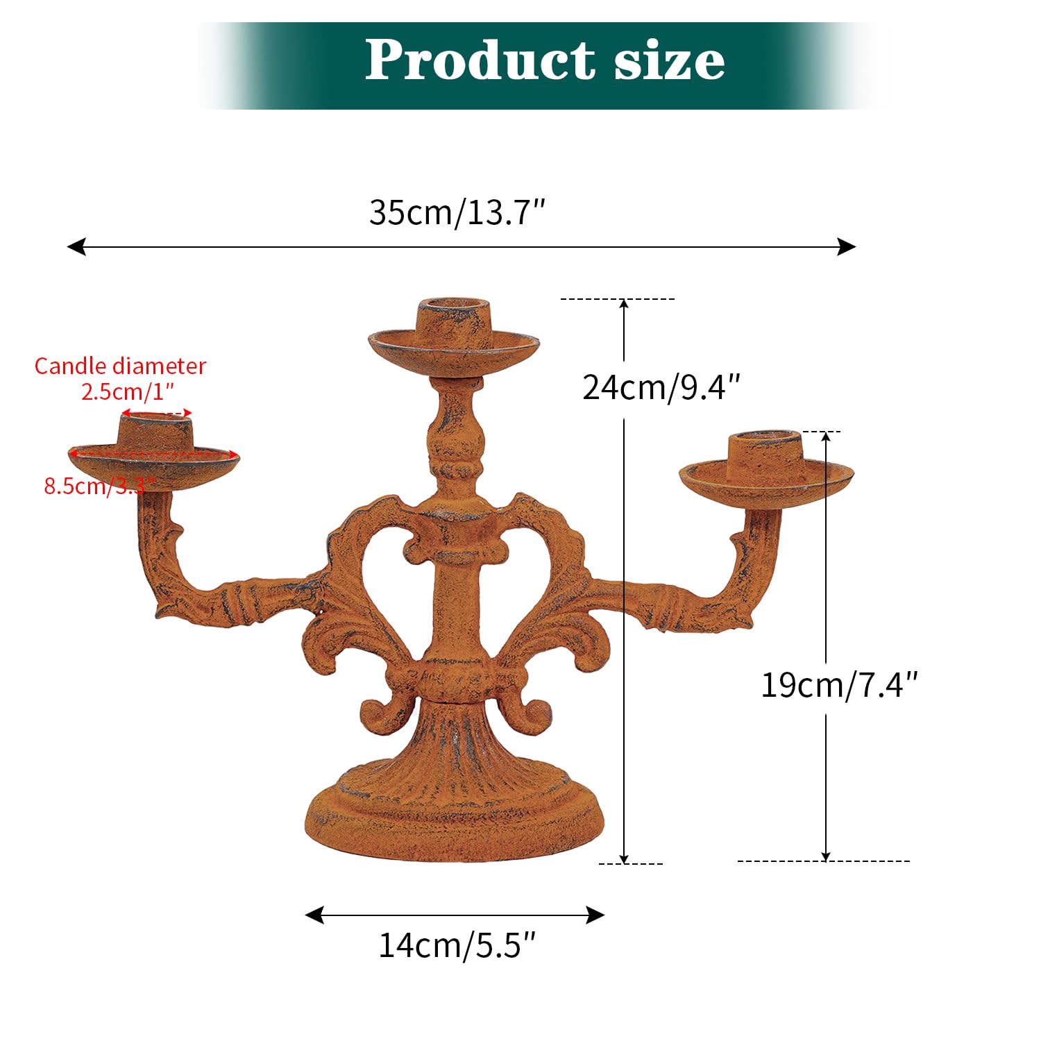 IRON CANDLE STAND Sサイズ2点　Lサイズ2点セット Amazon.com: Sungmor Vintage 3-Arm Cast Iron Candelabra, 9.2